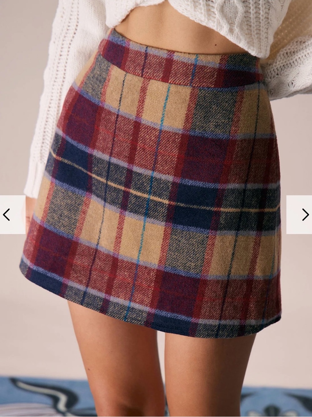 RIHOAS Plaid Mini Skirt in Red, Navy and Tan